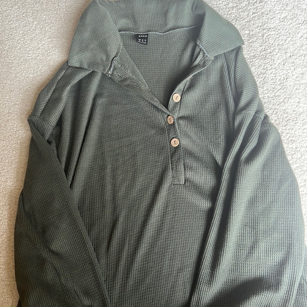 Button up shein top waffle